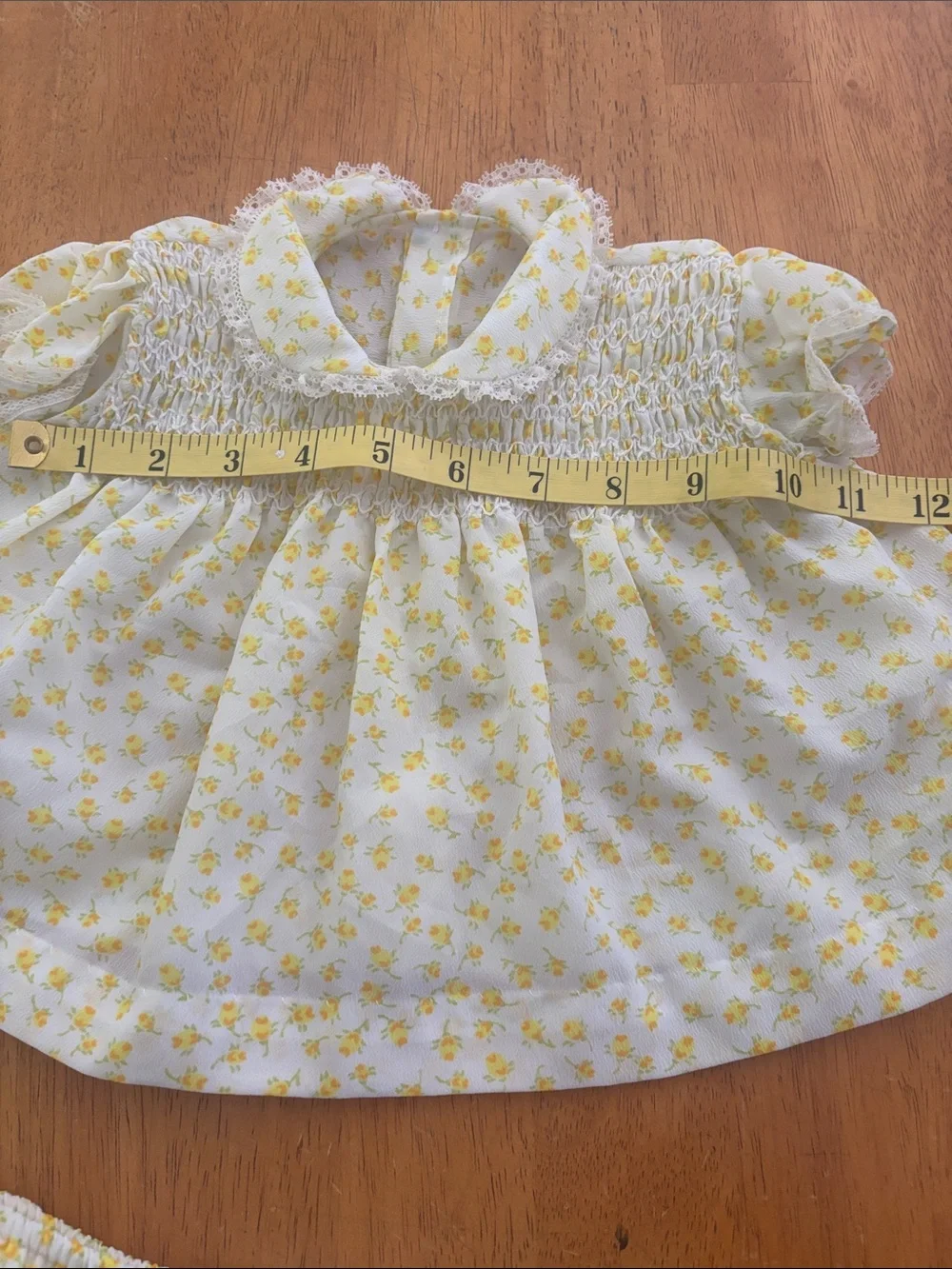 Vintage Baby Girls Yellow Floral Dress & Bloomers Set